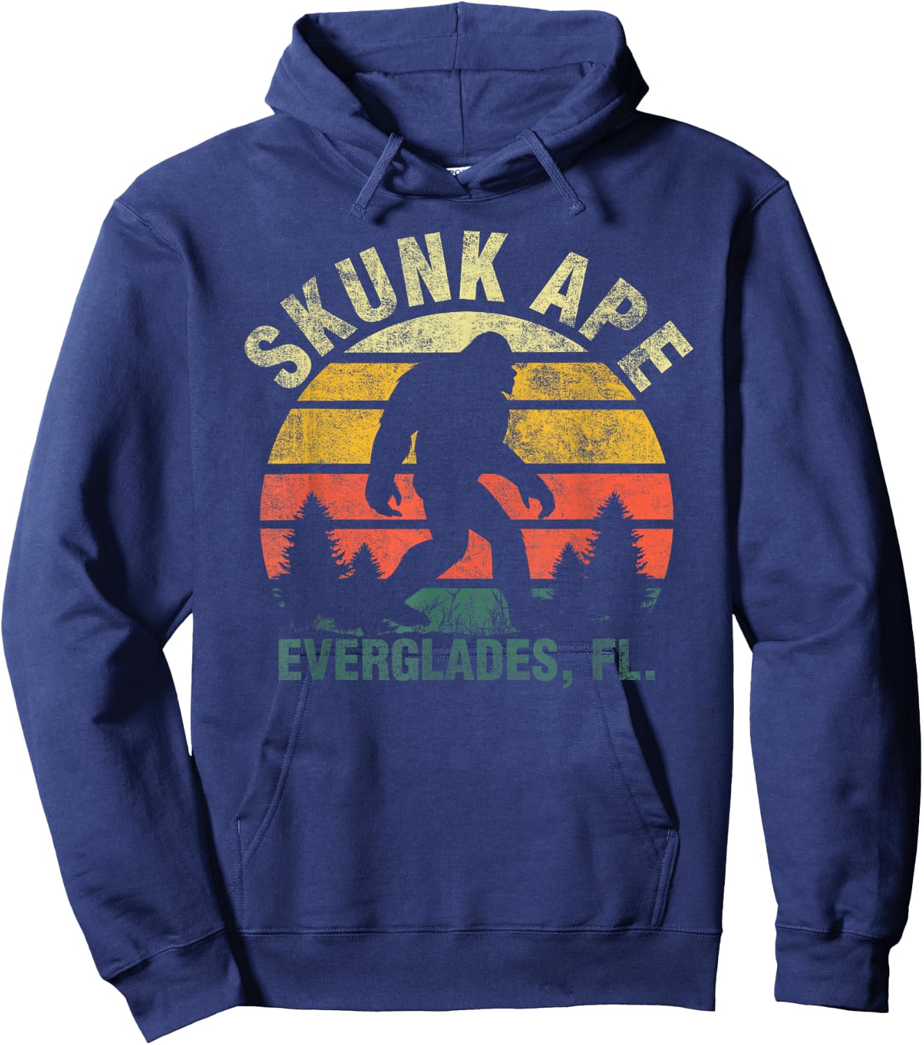 Retro Vintage Skunk Ape Florida Everglades Bigfoot Hoodie - Hoodie | Navy