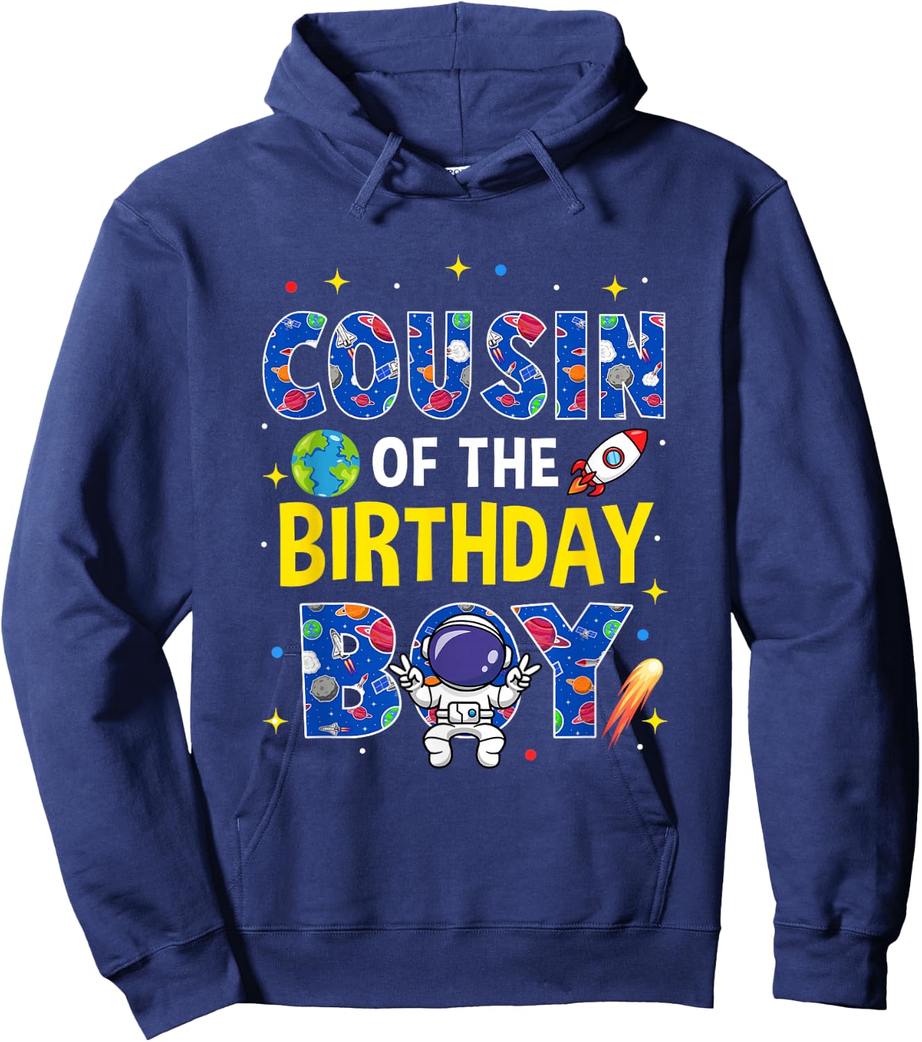 Cousin of The Birthday Boy Space Astronaut Family Birthday Hoodie - Hoodie | Navy