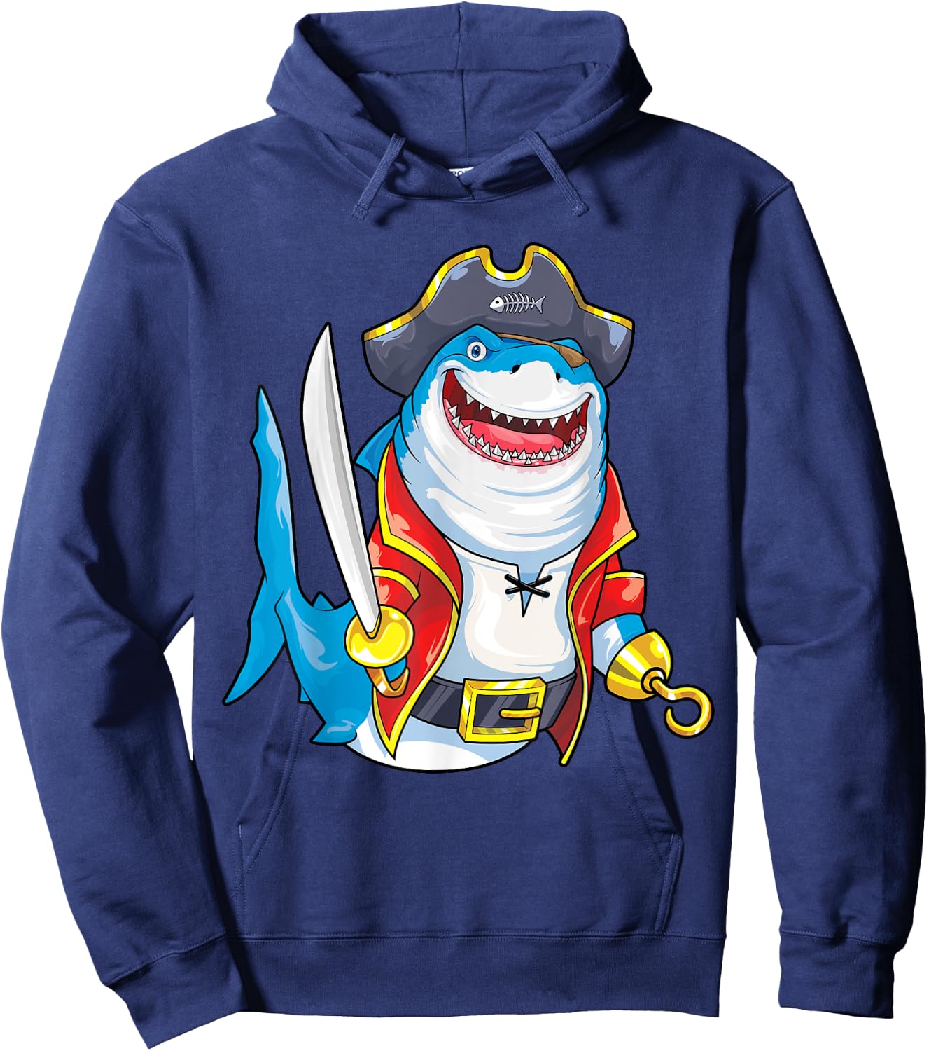 Shark Pirate Costume Jolly Roger Flag Jawsome Halloween Hoodie - Hoodie | Navy