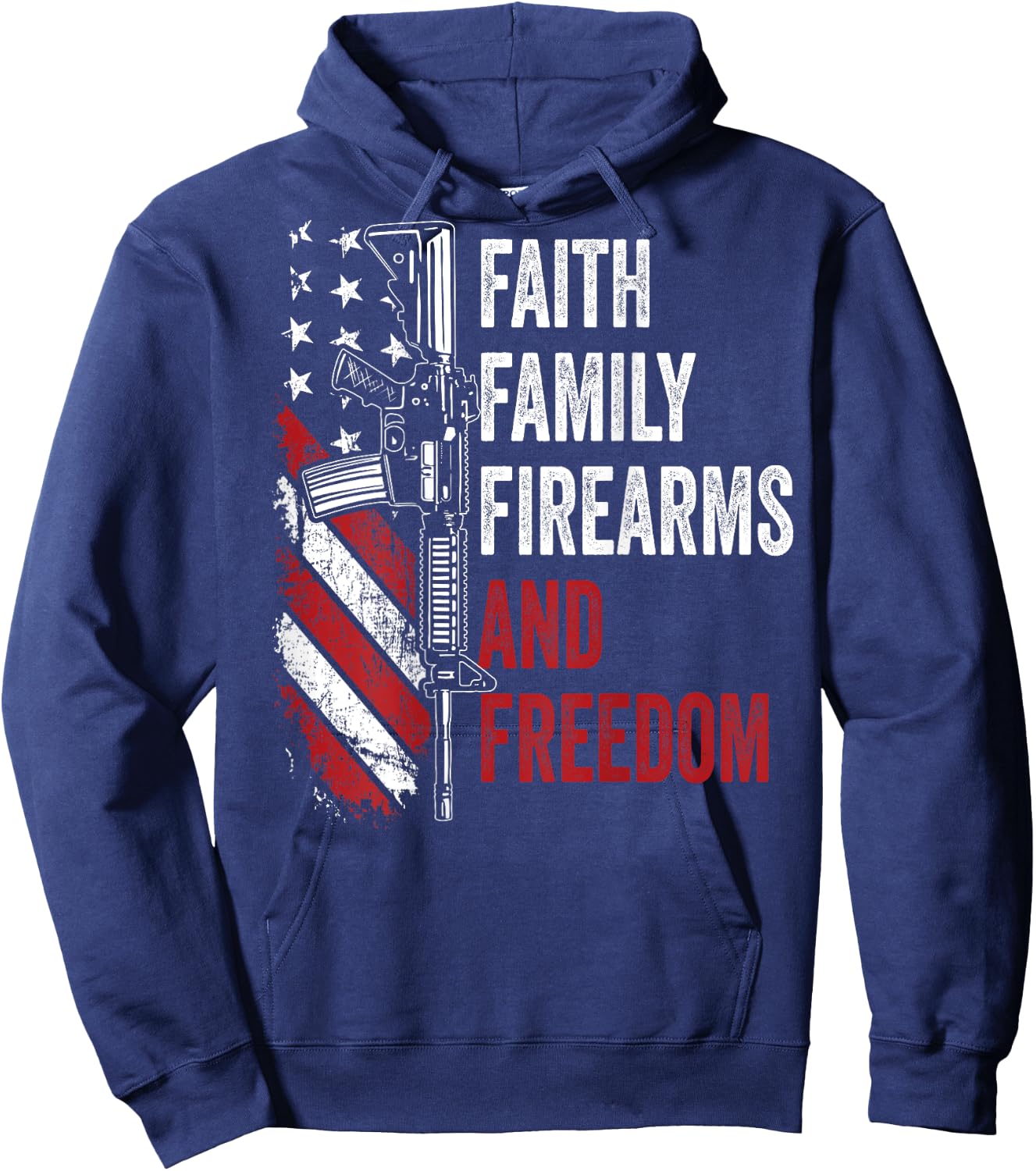 Faith Family Firearms & Freedom - Pro God Guns AR15 -ON BACK Hoodie - Hoodie | Navy