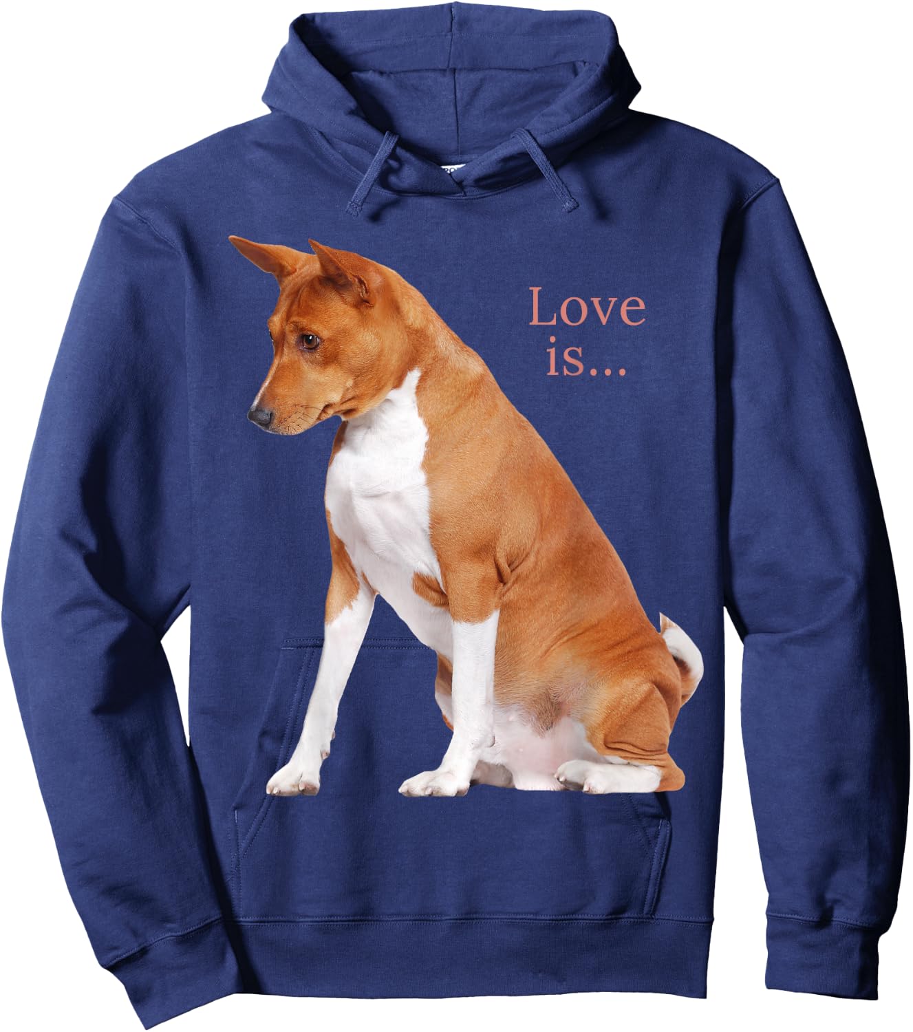 Basenji Shirt Dog Mom Dad Love Puppy Cute Love is Pet Women Girls Kids Hoodie - Hoodie | Navy