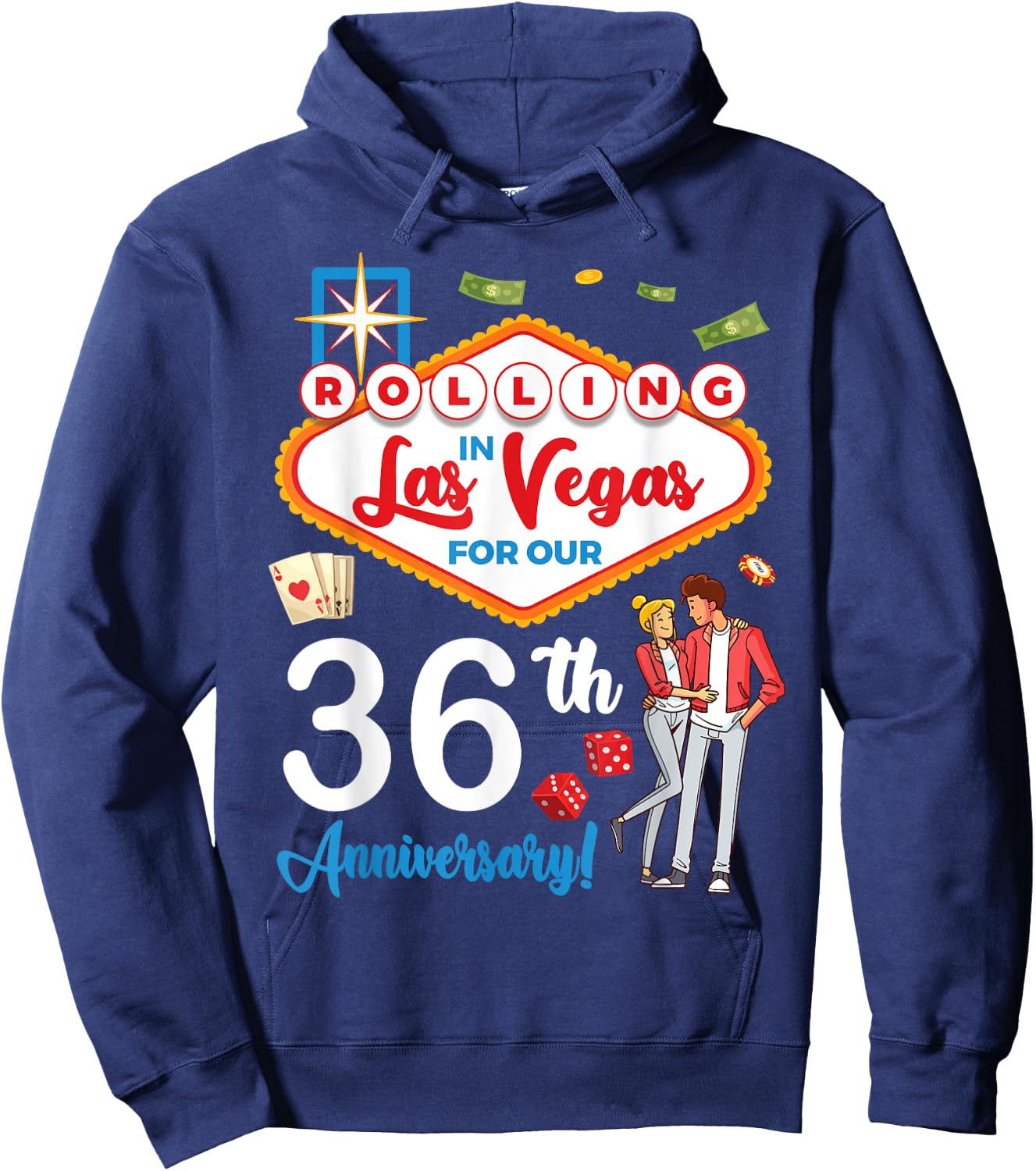 Couple Rolling In Las Vegas For Our 36th Anniversary Married Hoodie - Hoodie | Navy