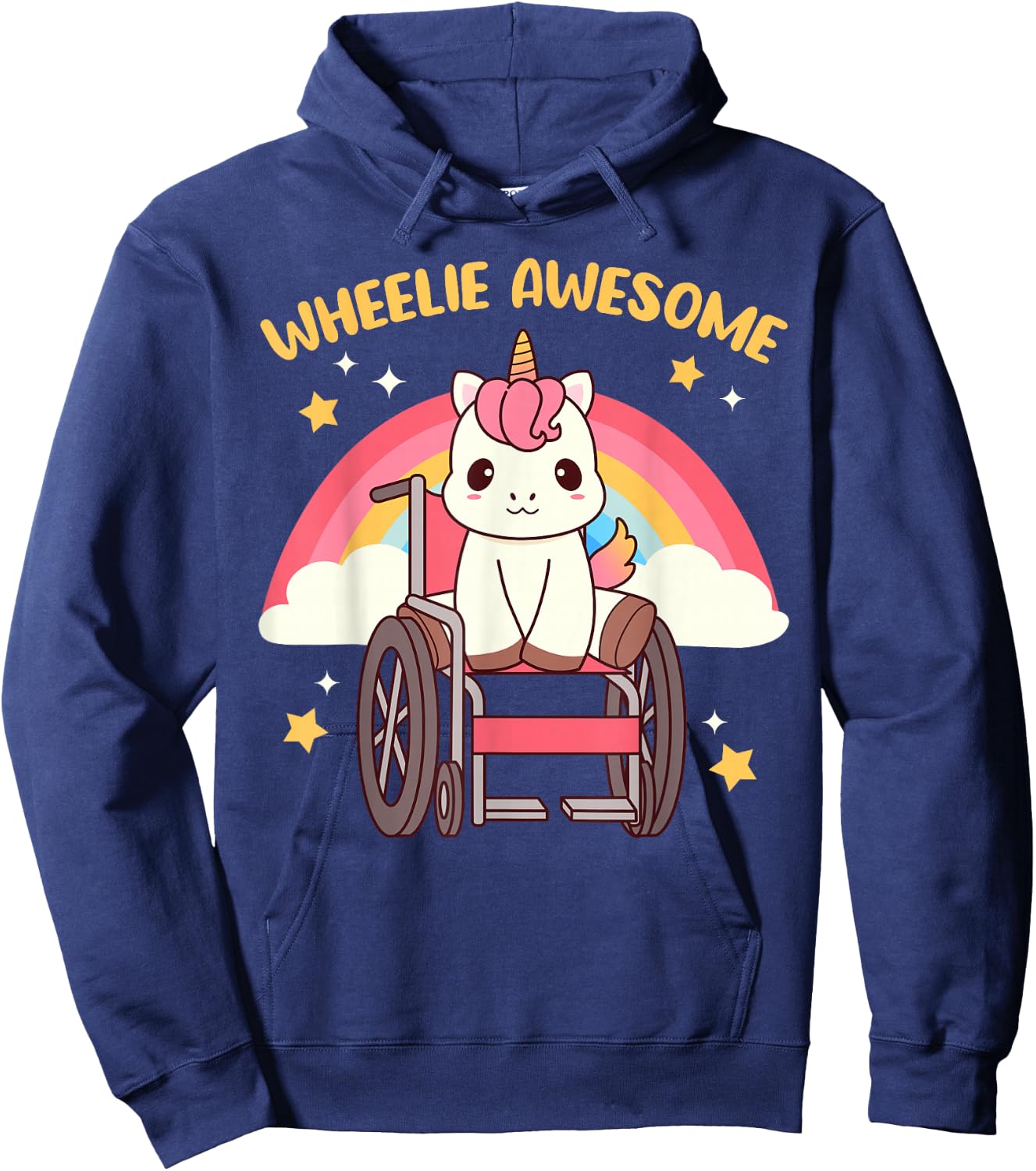 Cute Kawaii Unicorn in Wheelchair - Handicap Hoodie - Hoodie | Navy