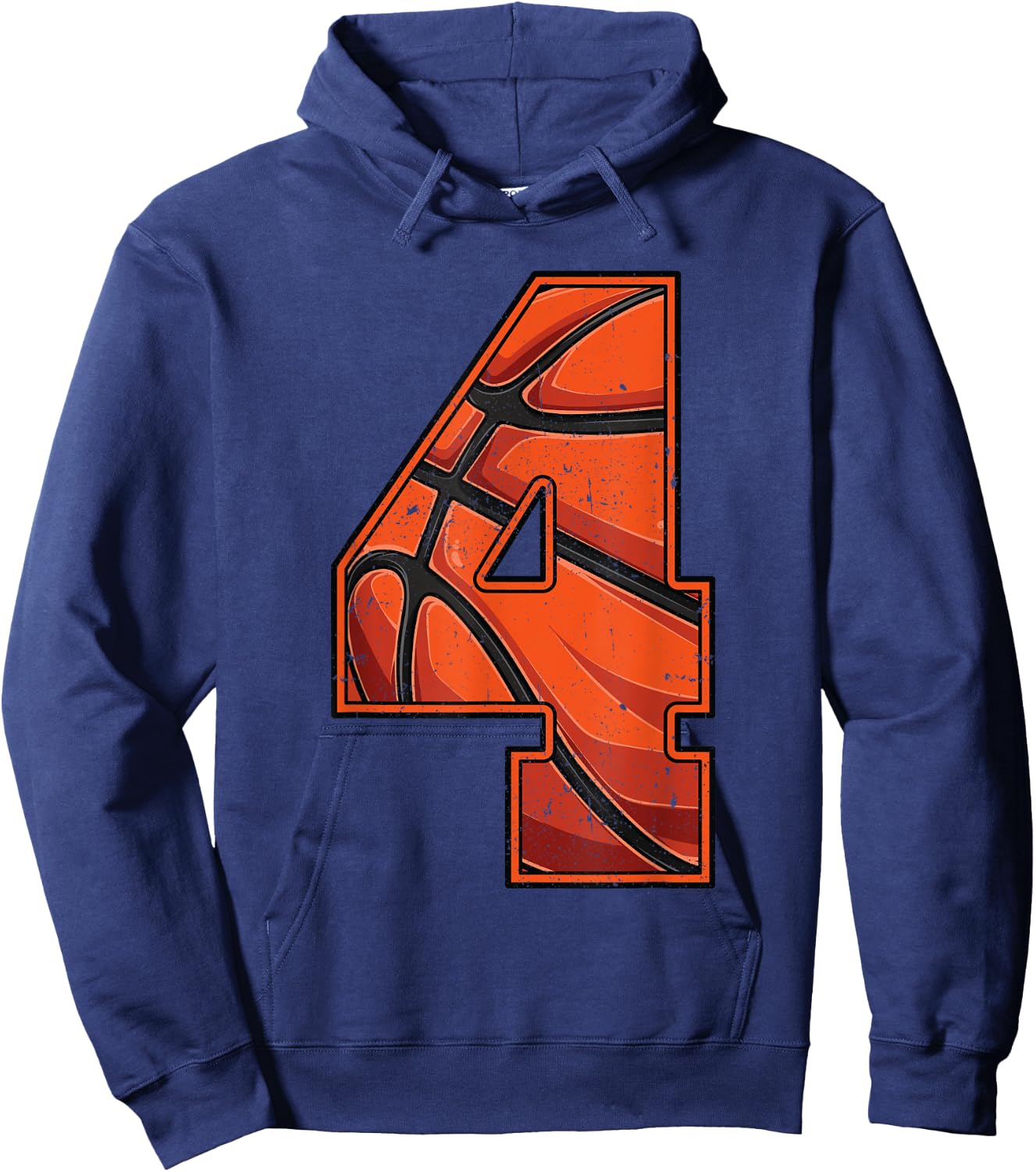 Basketball Fourth 4th Birthday Boy Girl Four 4 Years Old Hoodie - Hoodie | Navy