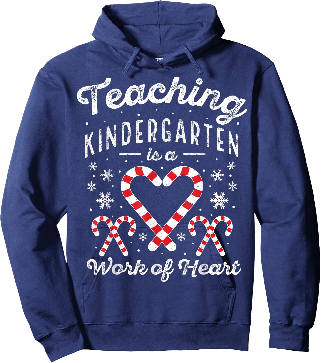 Christmas Candy Cane Work of Heart Xmas Kindergarten Teacher Women Kids Hoodie - Hoodie | Navy