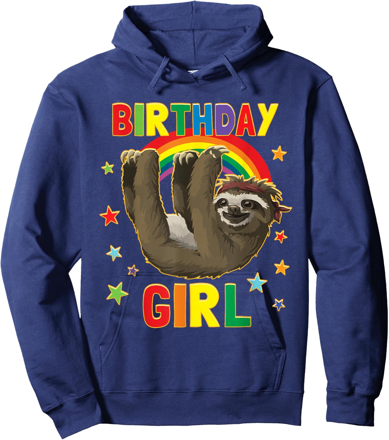 Girl Birthday Sloth B-day Party Kids Gift Sloth Lovers Hoodie - Hoodie | Navy