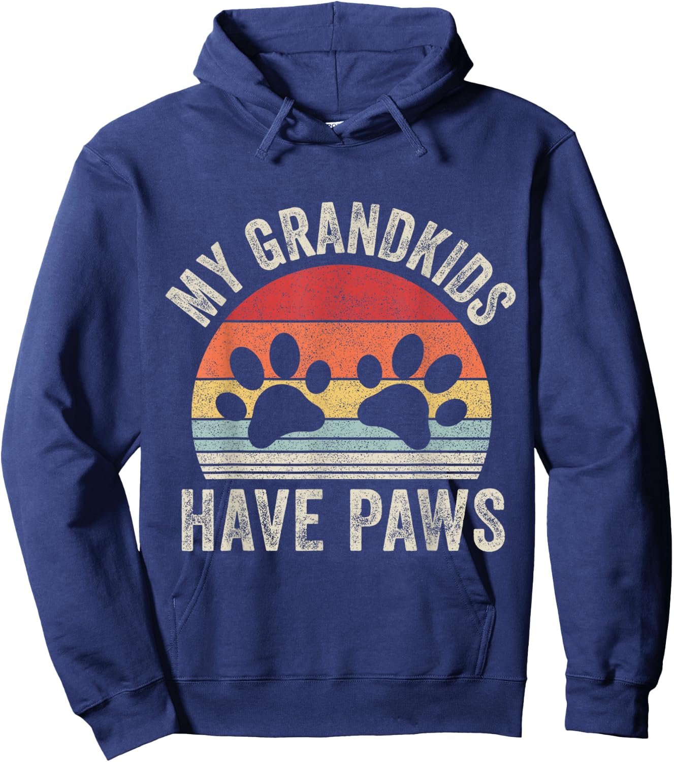 Vintage Retro My Grandkids Have Paws Dog Grandma Hoodie - Hoodie | Navy