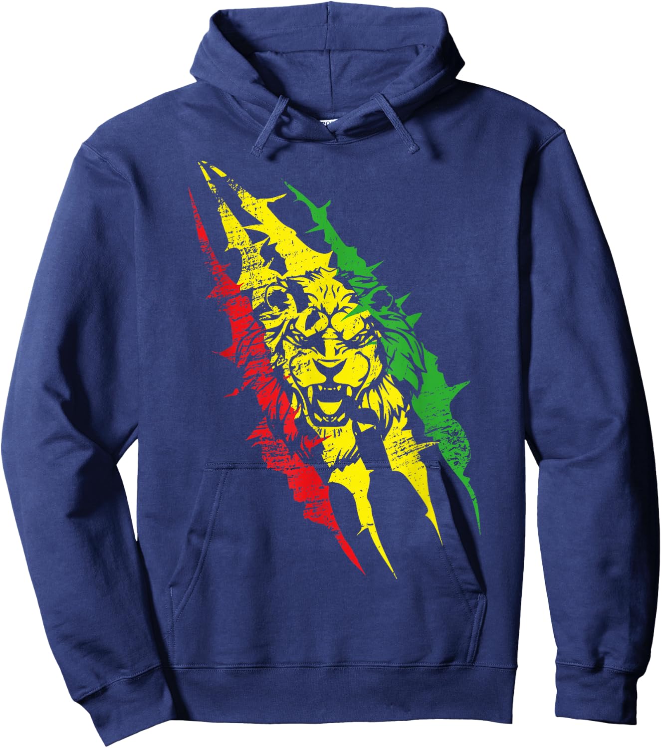 Lion Rasta Rastafarian Reggae Red Yellow Hoodie - Hoodie | Navy