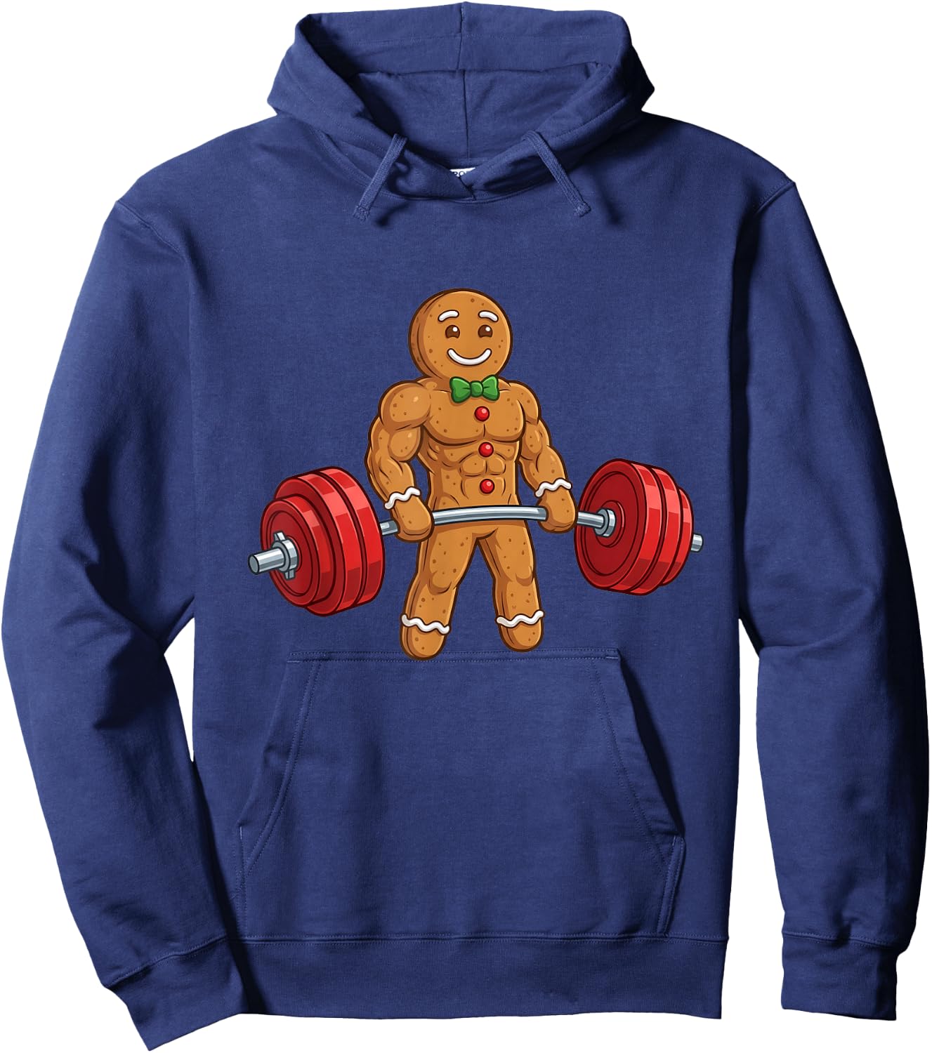 Funny Gingerbread Man Gym Bodybuilding Christmas Hoodie - Hoodie | Navy