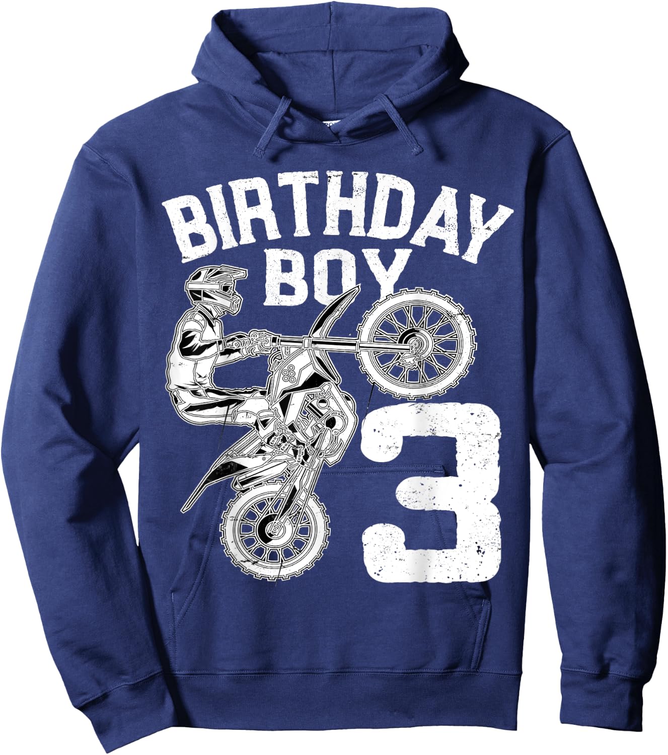 Kids 3 Year Old Dirt Bike Birthday Party Motocross MX 3rd Hoodie - Hoodie | Navy