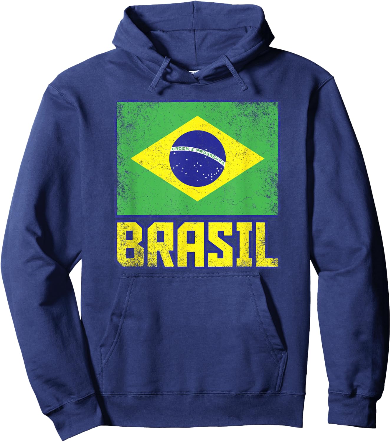 Brasil Brazil Flag Vintage Retro Country Brazilian Pride Hoodie - Hoodie | Navy