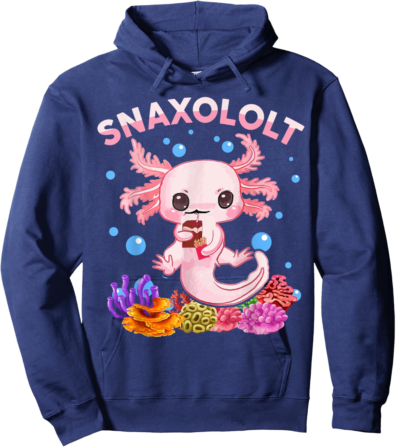 Kawaii Axolotl Snaxolotl Shirt Kid Toddler Teen Cute Axolotl Hoodie - Hoodie | Navy