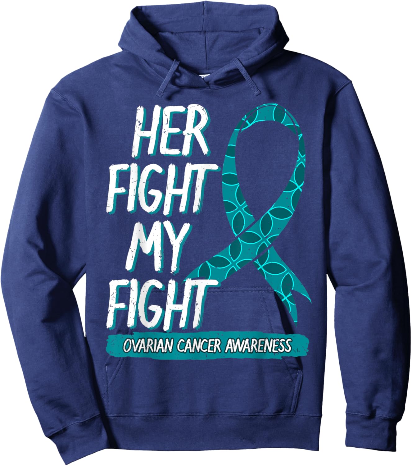 Ovarian Cancer Awareness Carcinoma Teal Ribbon Gynecology Hoodie - Hoodie | Navy