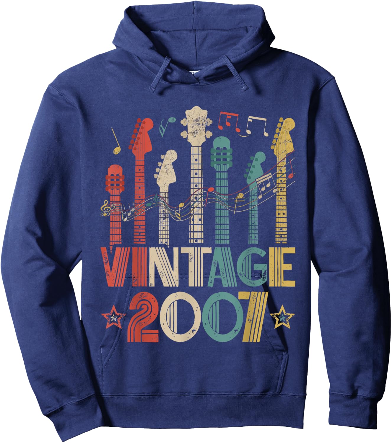 Retro Vintage 2007 Guitar Lover 2007 Birthday Guitarist Hoodie - Hoodie | Navy