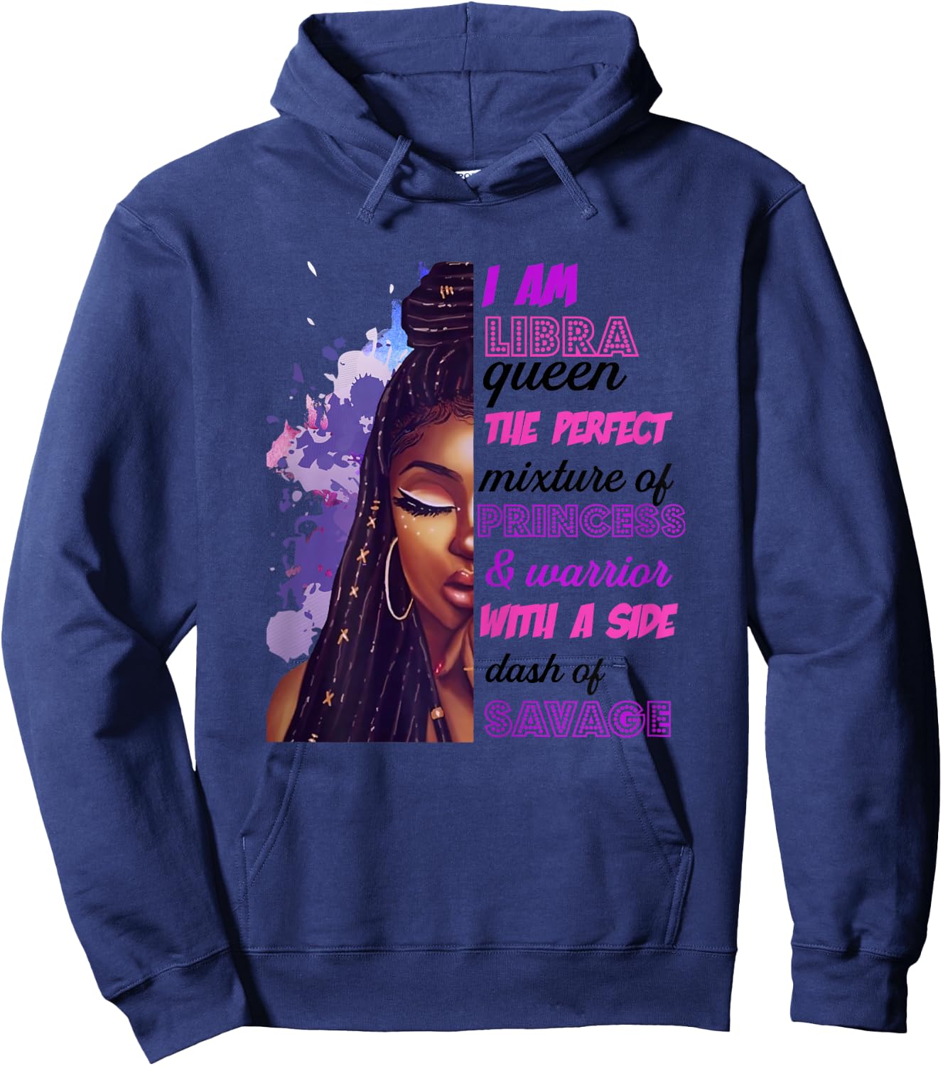 Libra Princess and Warrior Black Birthday Zodiac Cute Hoodie - Hoodie | Navy