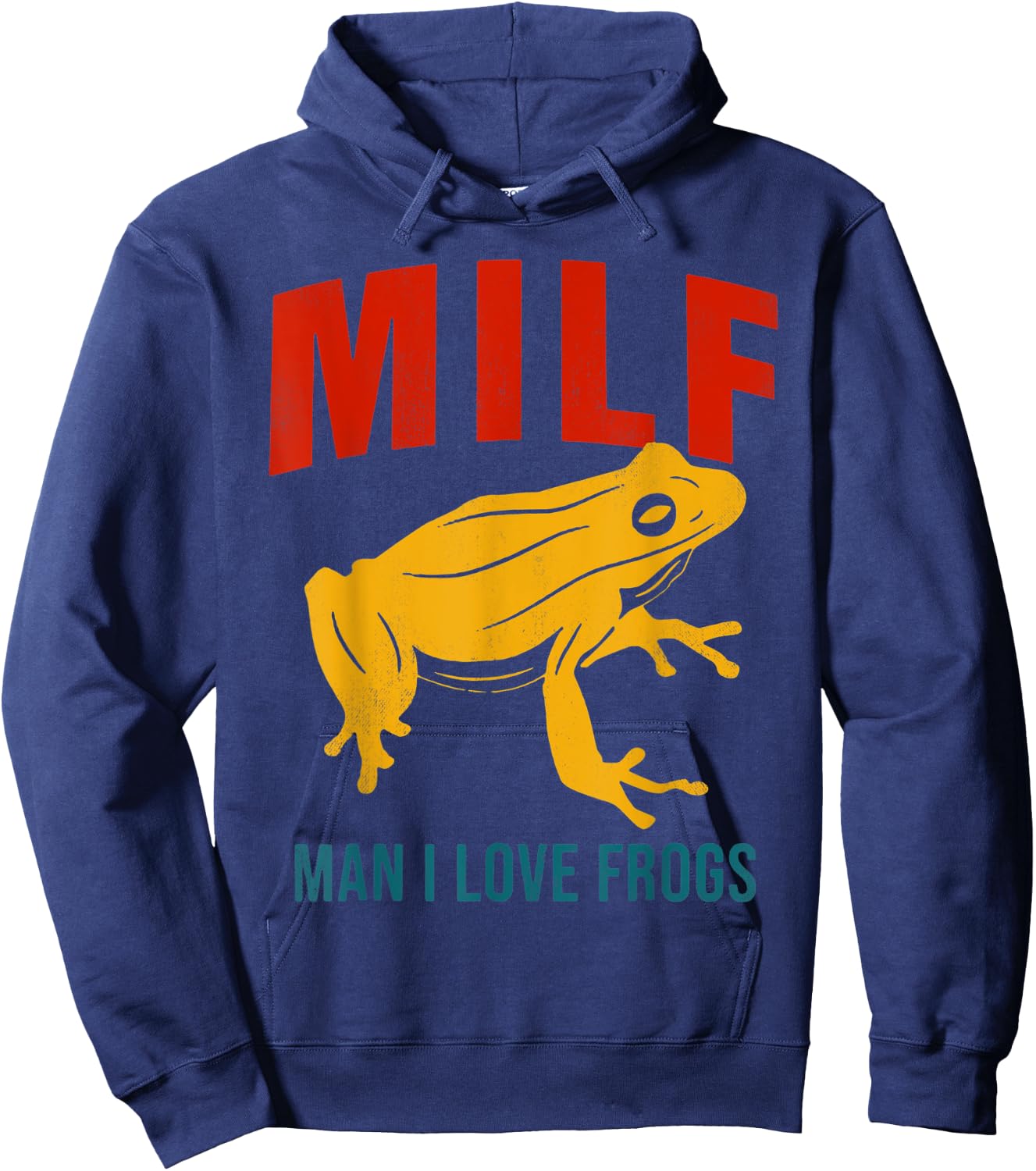 M.ILF Man I Love Frogs Funny Tree Frog Quote Vintage Style Hoodie - Hoodie | Navy