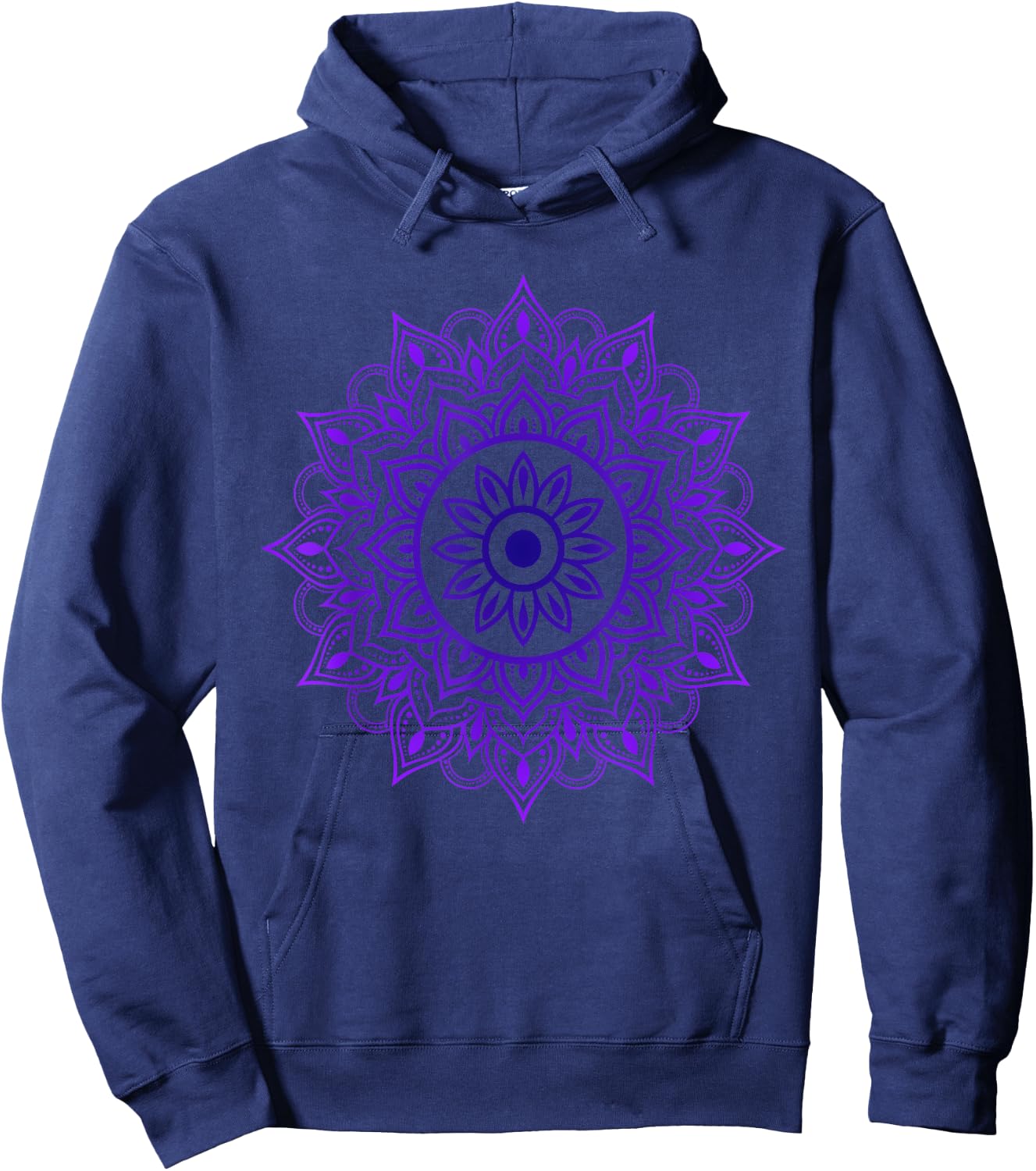Purple Mandala Pattern Meditation Colorful Geometric Shapes Hoodie - Hoodie | Navy