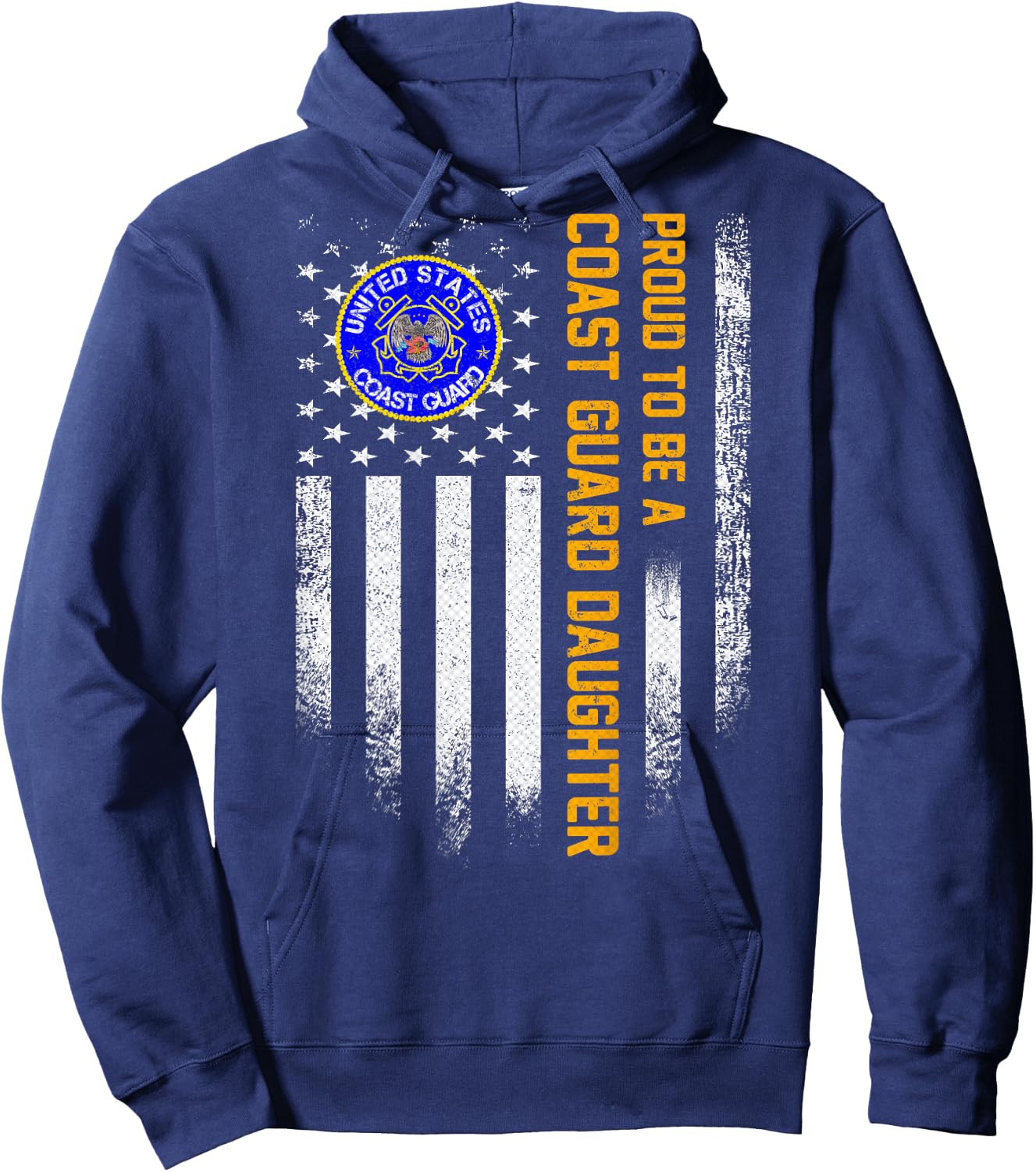 Vintage USA Flag Proud To Be A Coast Guard Veteran Daughter Hoodie - Hoodie | Navy