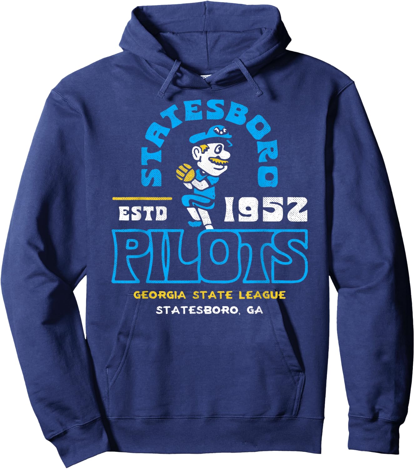 Statesboro Pilots Georgia Vintage Defunct Baseball Hoodie - Hoodie | Navy