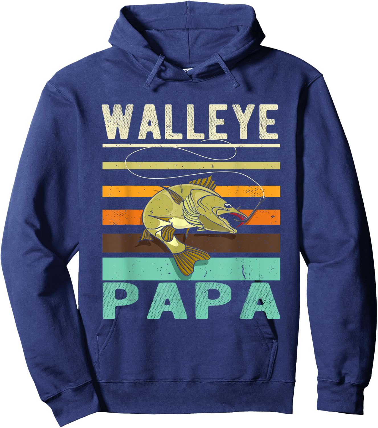 Walleye Papa - Fisherman - Fish - Angler - Funny Fishing Hoodie - Hoodie | Navy