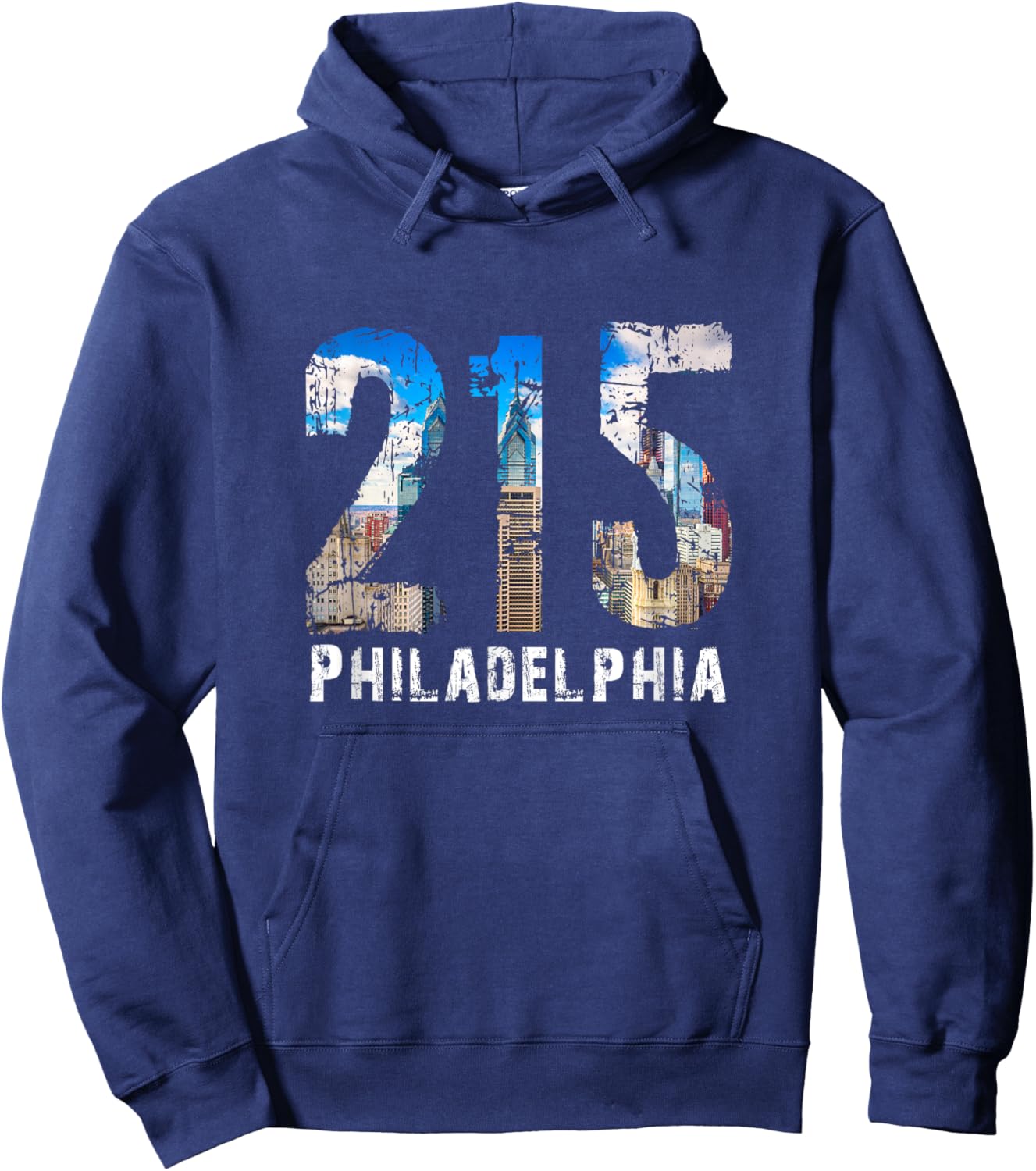 Philadelphia 215 Philly 215 Skyline Area Code Hoodie - Hoodie | Navy