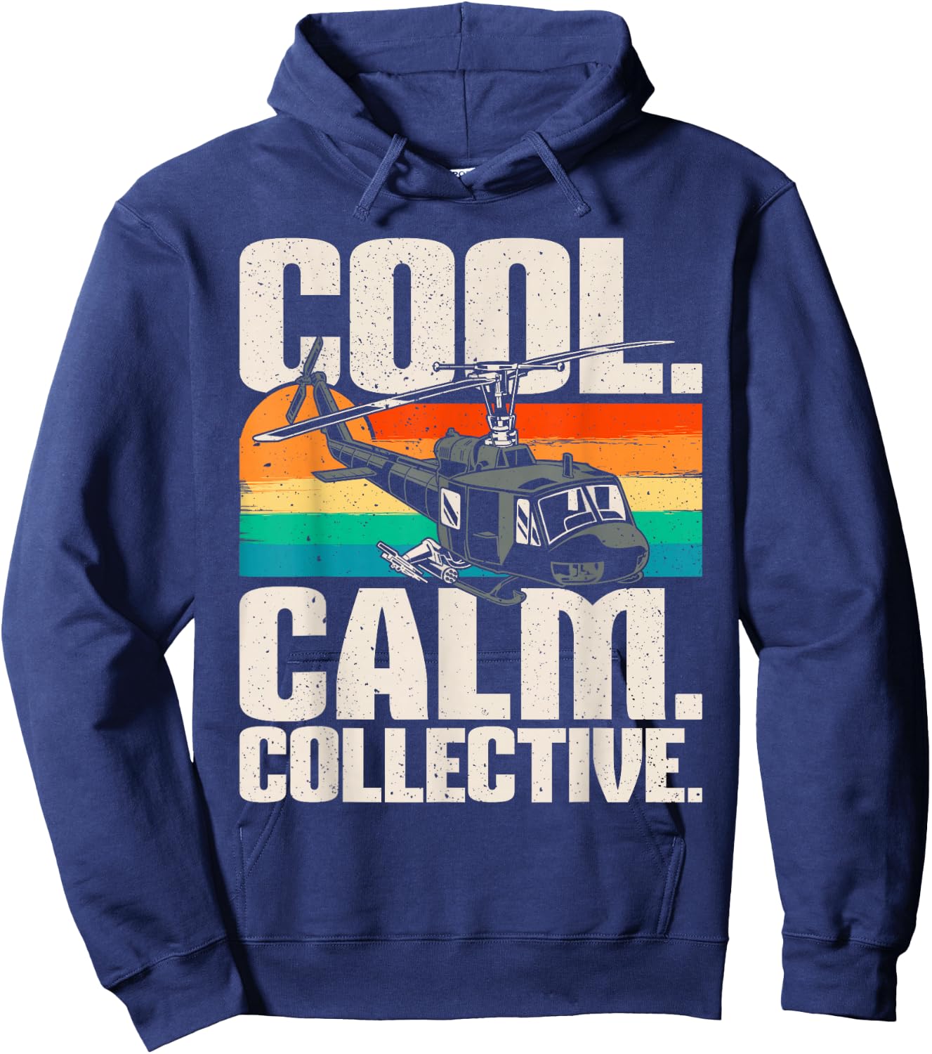Calm Collective - Retro Helicopter Vintage Pilot Aviation Hoodie - Hoodie | Navy