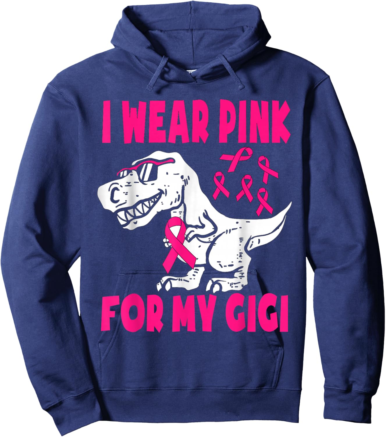 Wear Pink For My, Gigi, Breast Cancer Awareness Grandma Hoodie - Hoodie | Navy