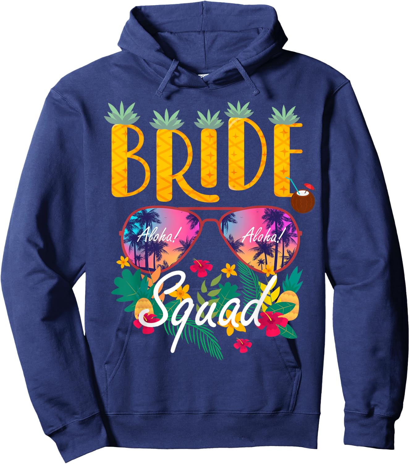 Aloha Bride Team Matching Squad Hawaiian Hawaii Beach Theme Hoodie - Hoodie | Navy