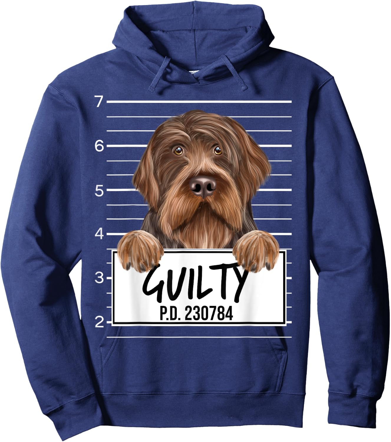 Funny Wirehaired Pointing Griffon Mugshot Guilty Dog Hoodie - Hoodie | Navy