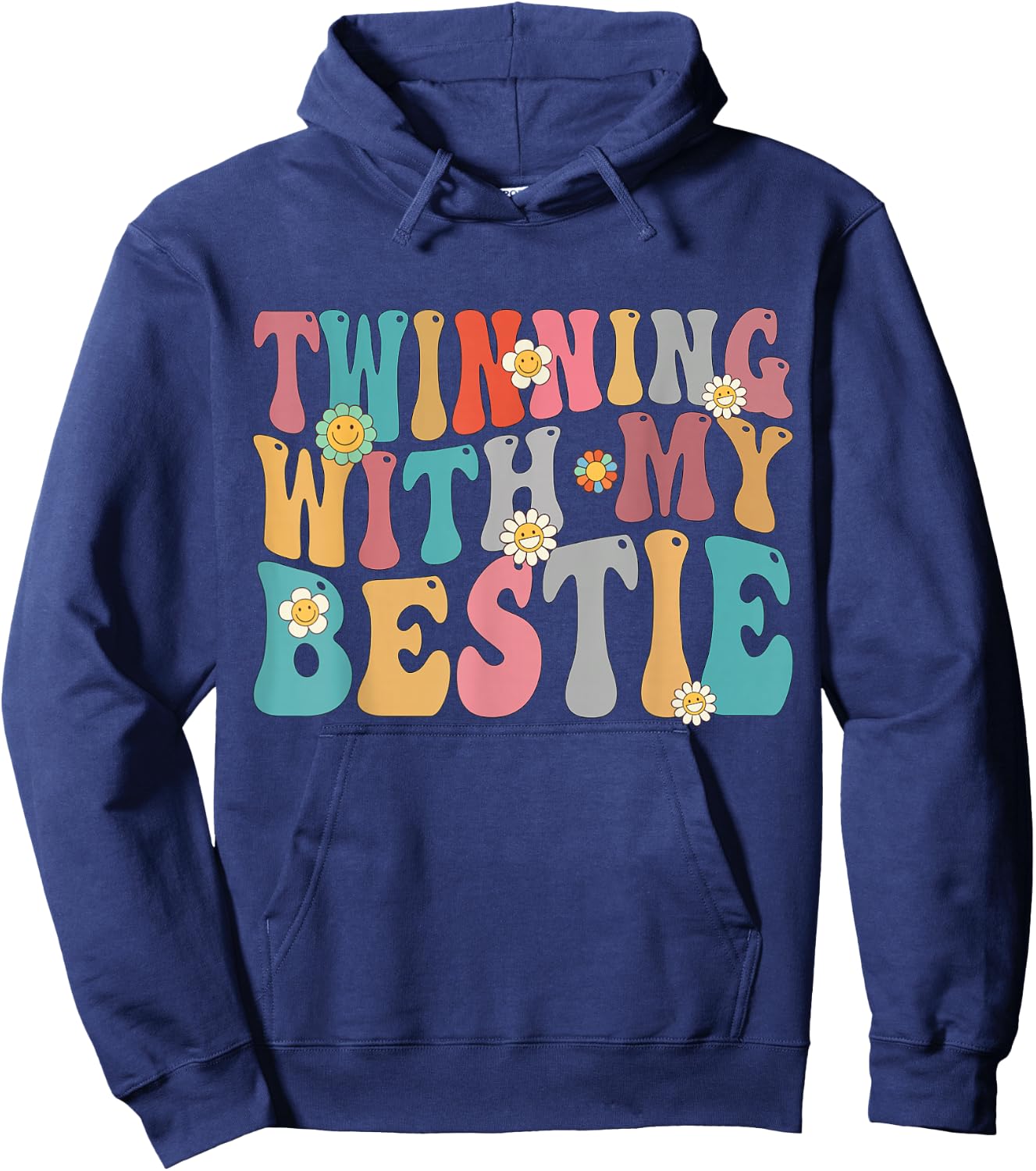 Twinning With My Bestie Spirit Week Twin Day Groovy Hoodie - Hoodie | Navy