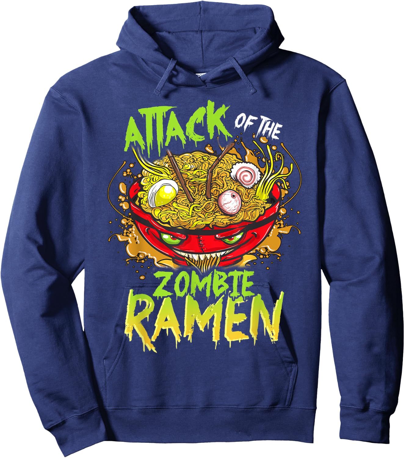 Scary Halloween Zombie Ramen Anime Hoodie - Hoodie | Navy