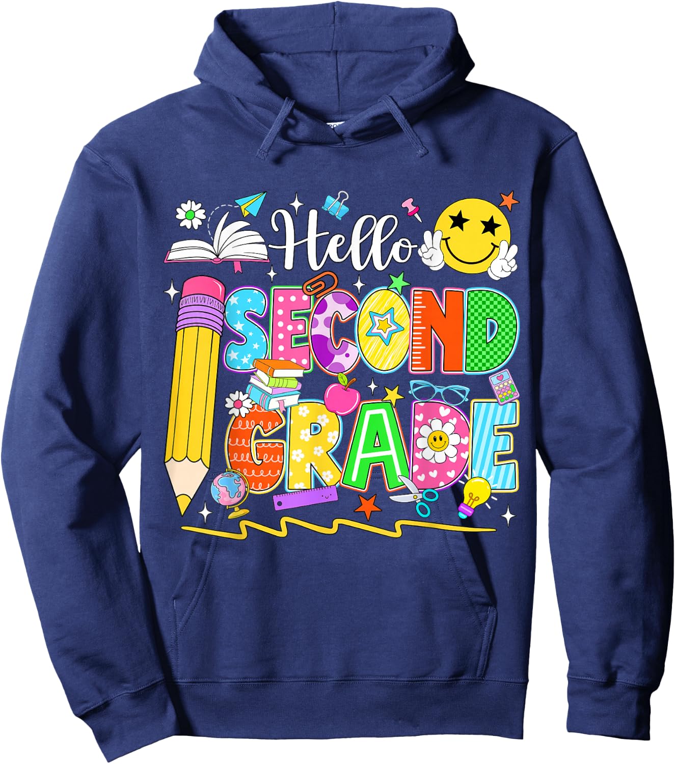 Hello Second Grade Team 2nd Grade Back to School Teacher Kid Hoodie - Hoodie | Navy