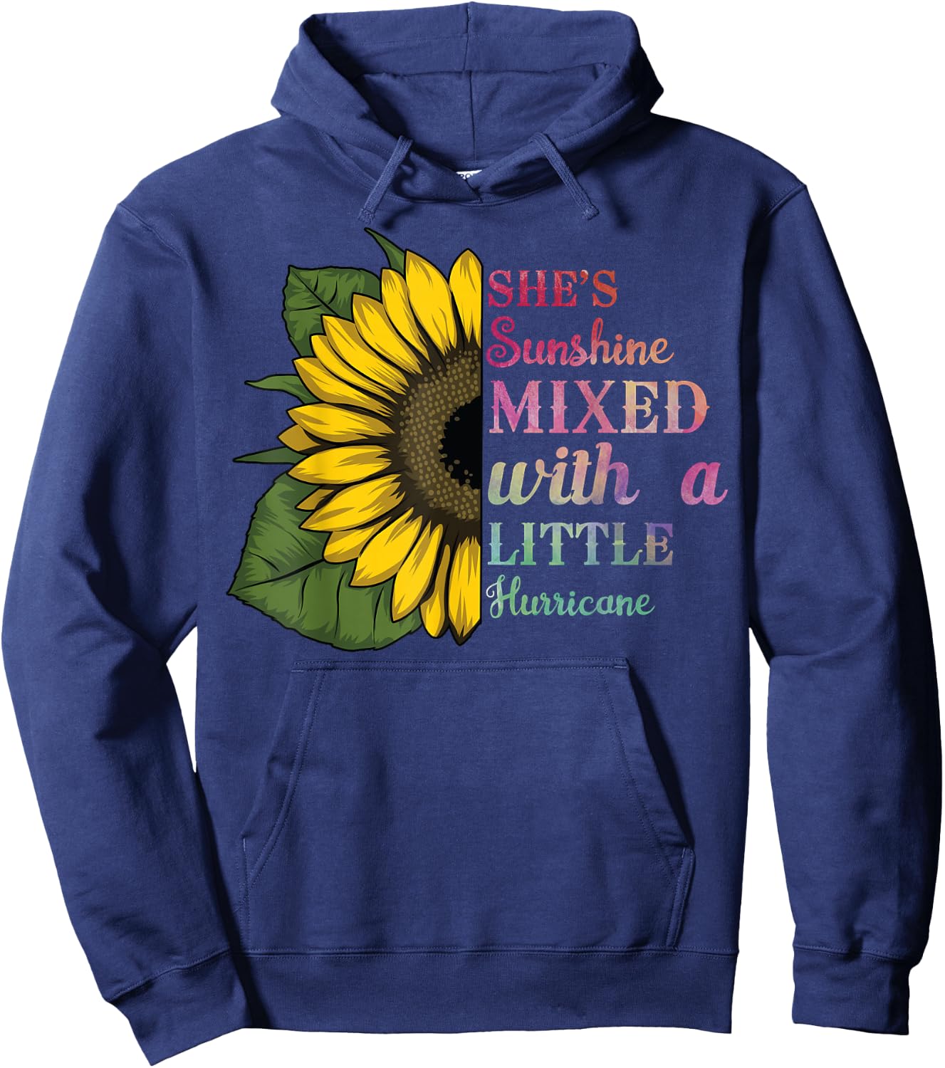 She Is Sunshine Mixed with a Little Hurricane Sunflower Art Hoodie - Hoodie | Navy