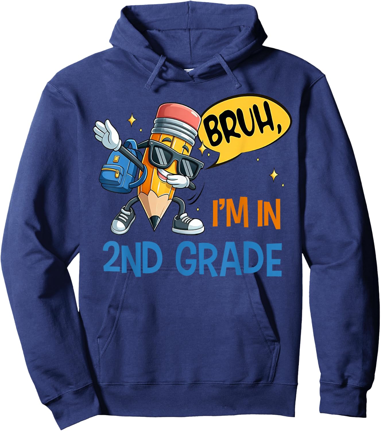 Second Grade Back to School Bruh I'm in 2nd Grade Boys Kids Hoodie - Hoodie | Navy