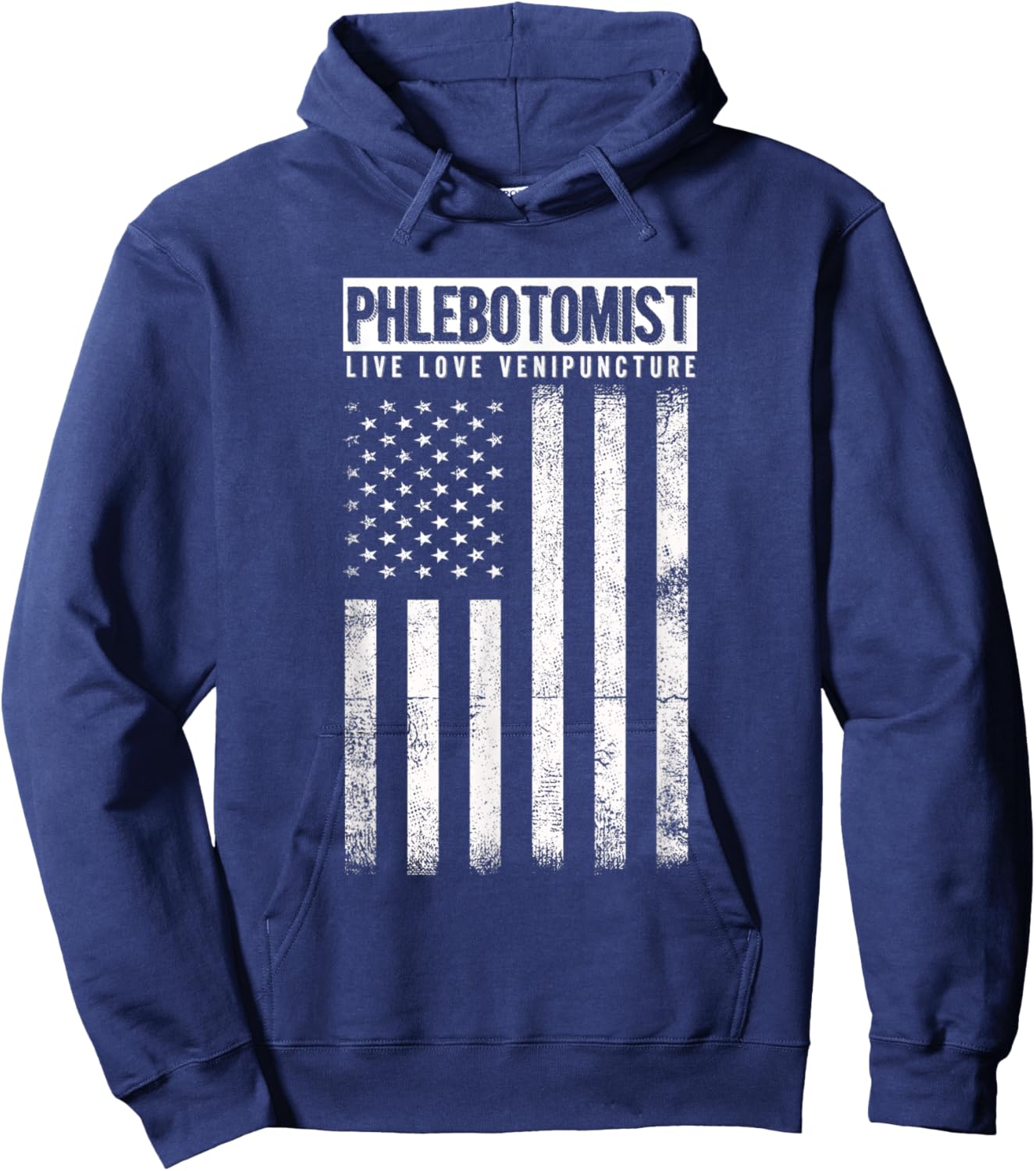 American Flag Phlebotomist Venipuncture Love Blood Gift Women Men Hoodie - Hoodie | Navy