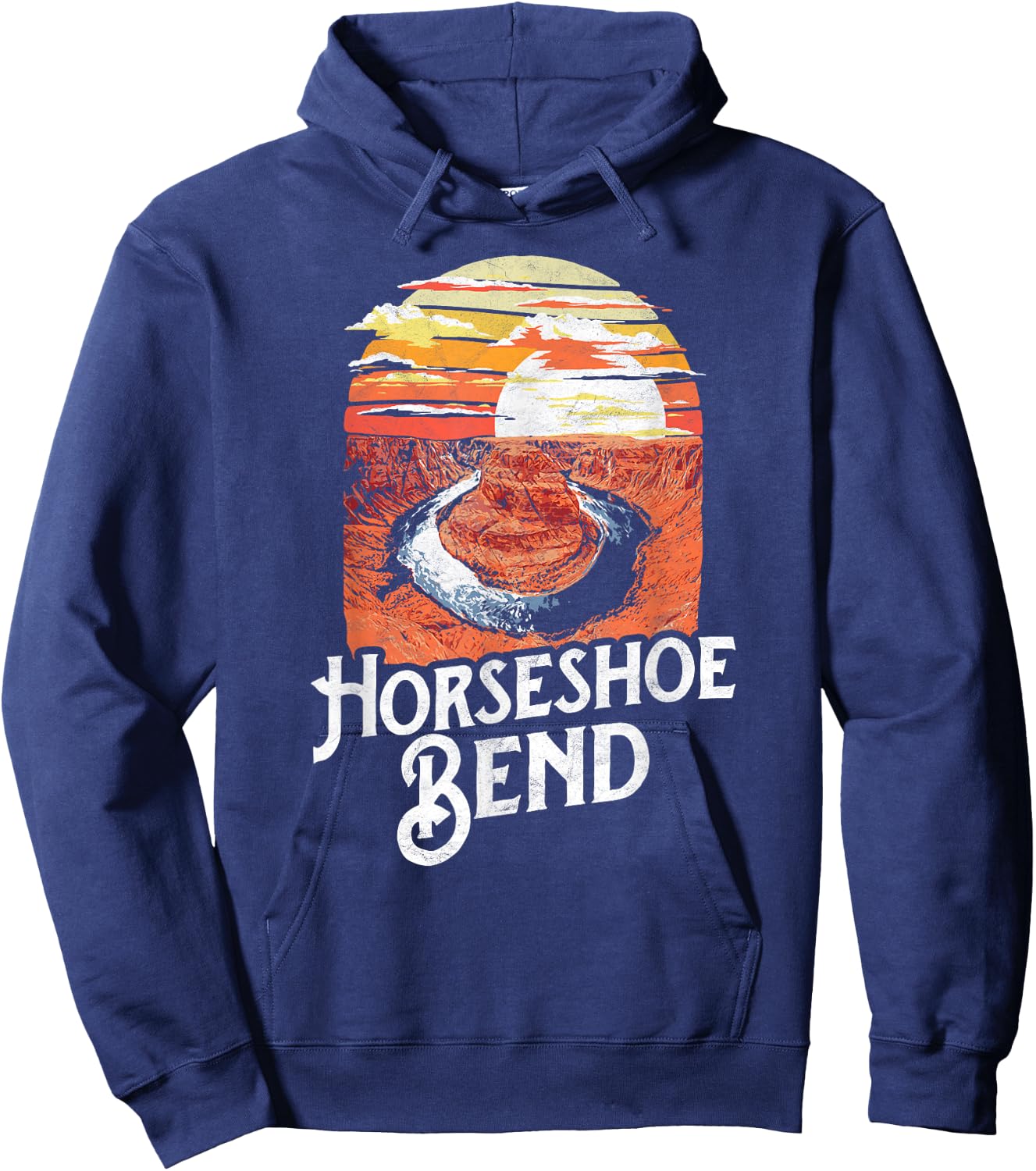 Vintage Horseshoe Bend Arizona Retro 80's Style Illustration Hoodie - Hoodie | Navy