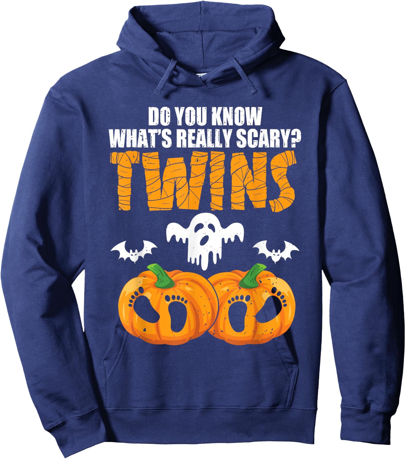 Do You Know What's Really Scary Twins Halloween Pregnancy Hoodie - Hoodie | Navy