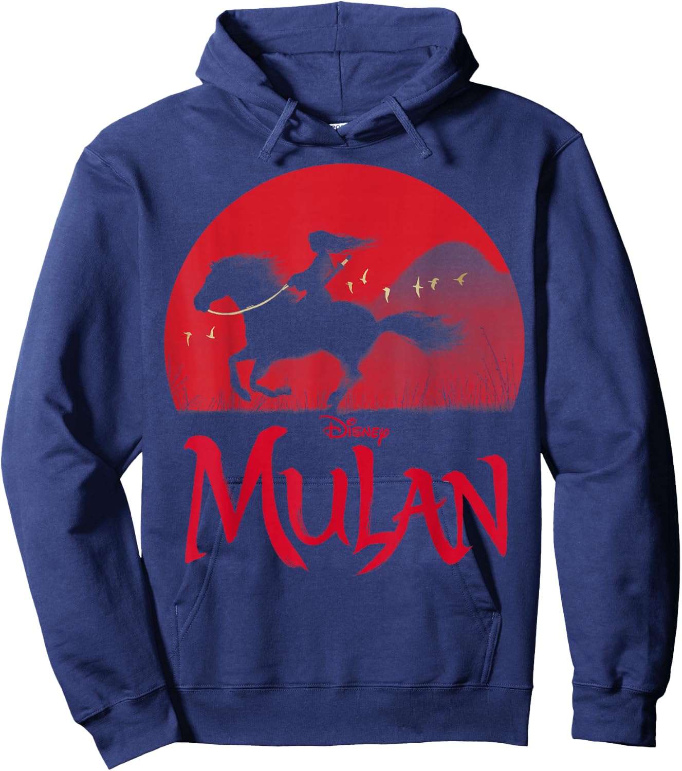 Disney Mulan Live Action Mulan & Khan Sunset Silhouette Hoodie - Hoodie | Navy
