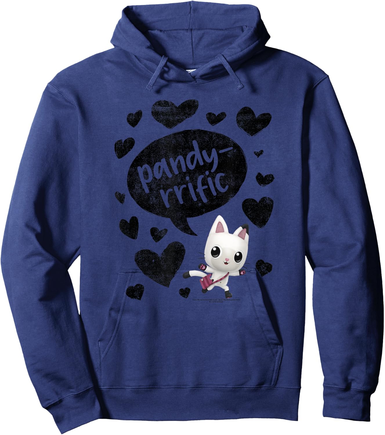 Gabby's Dollhouse Pandy Paws Panda Rrific Black Hearts Hoodie - Hoodie | Navy