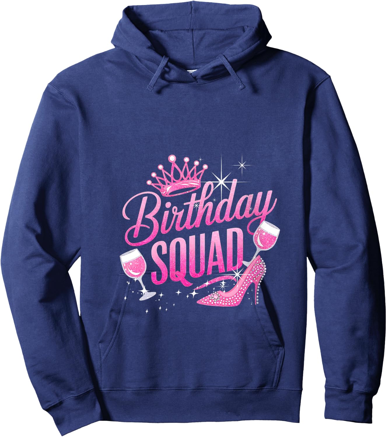 Birthday Squad Crown Elegant High Heels of Diva Grandma Team V-Neck Hoodie - Hoodie | Navy