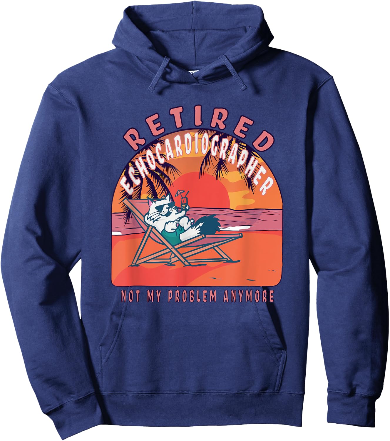 Retired Echocardiographer Funny Vintage Retirement Hoodie - Hoodie | Navy