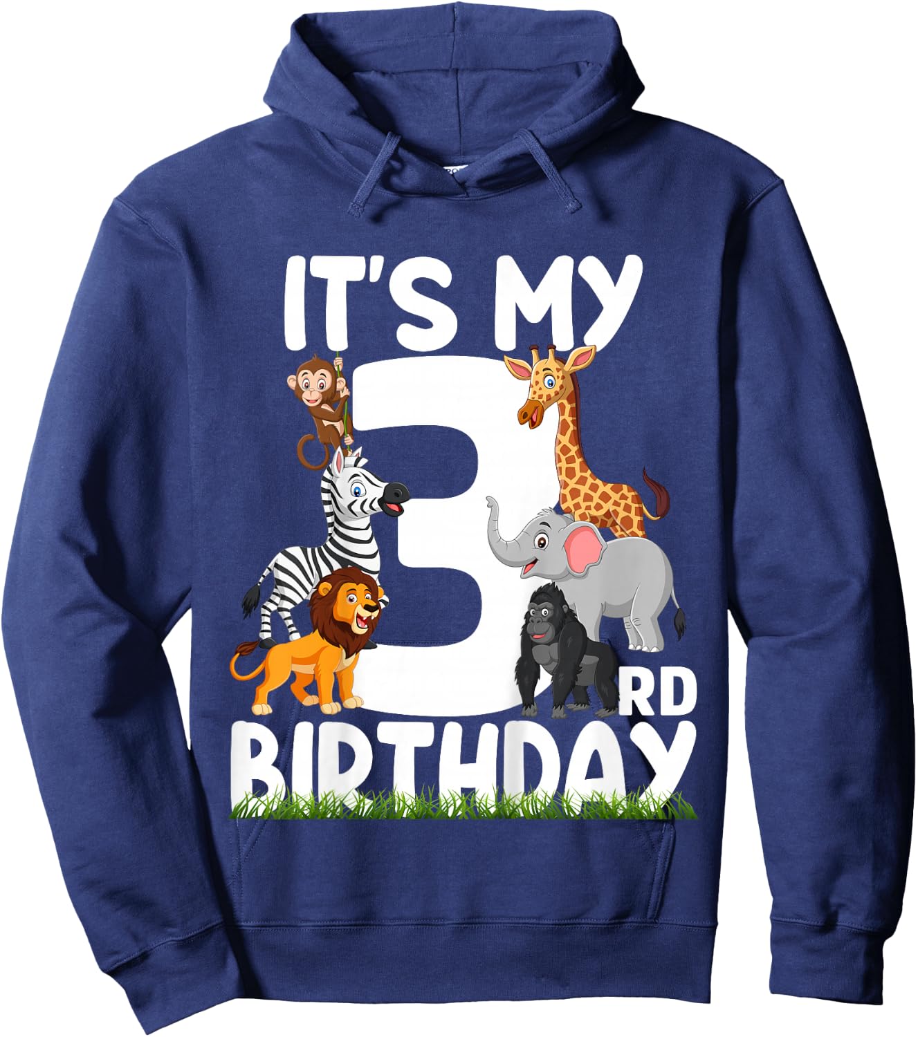 It's My 3rd Birthday Zoo Jungle Safari 3 Years Old Animals Hoodie - Hoodie | Navy