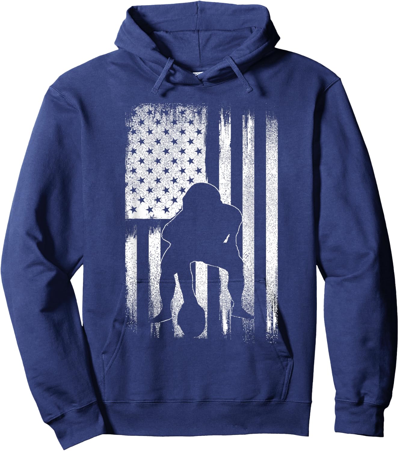 Patriotic USA Flag American Football Season Party Lineman Hoodie - Hoodie | Navy