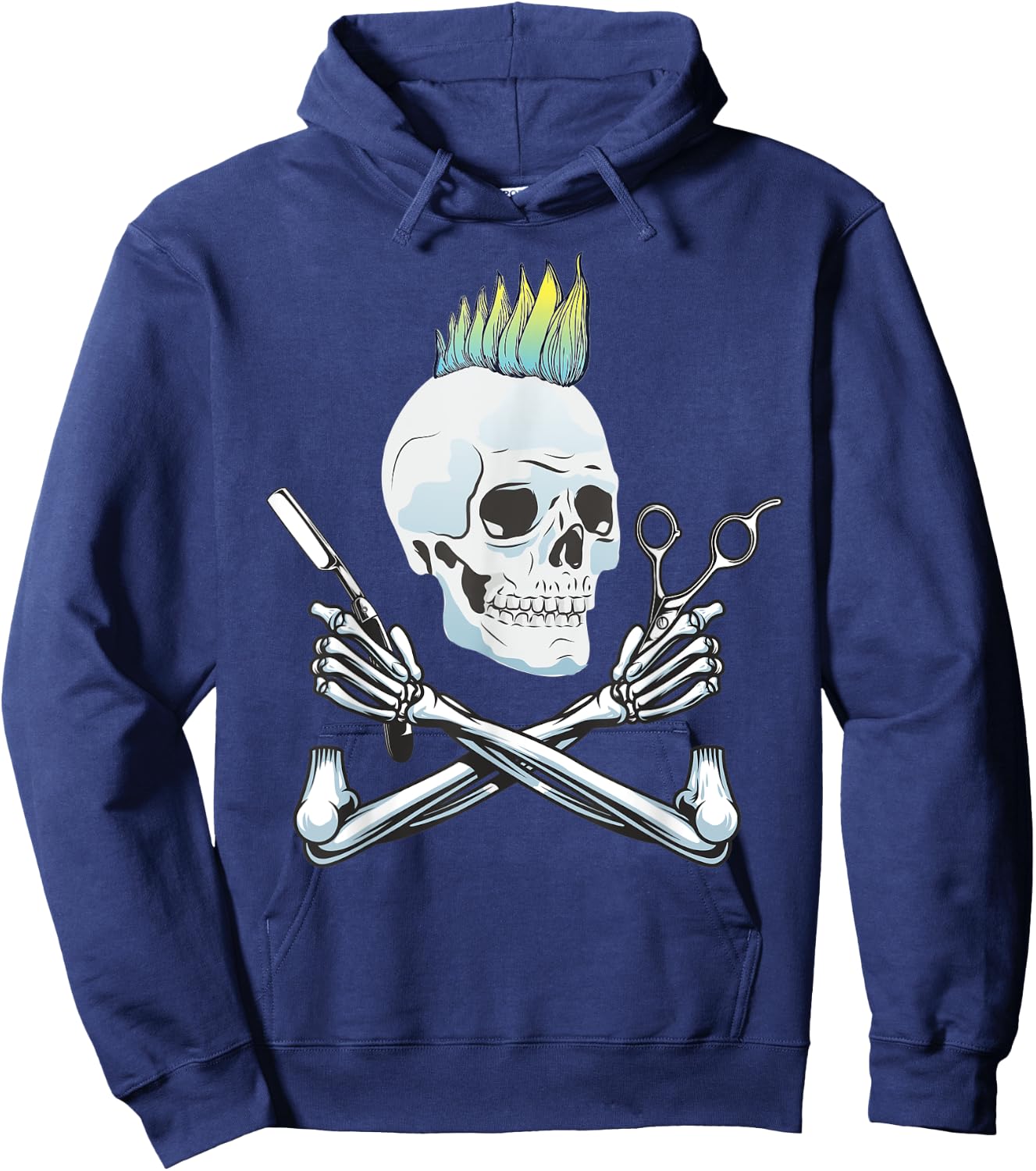 Color Punk Hairdresser Sugar Skull Hairstylist Fun Iroquois Hoodie - Hoodie | Navy