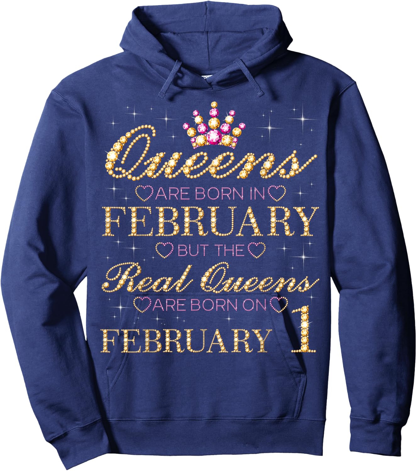 Real Queens Are Born On February 1, 1st February Birthday Hoodie - Hoodie | Navy