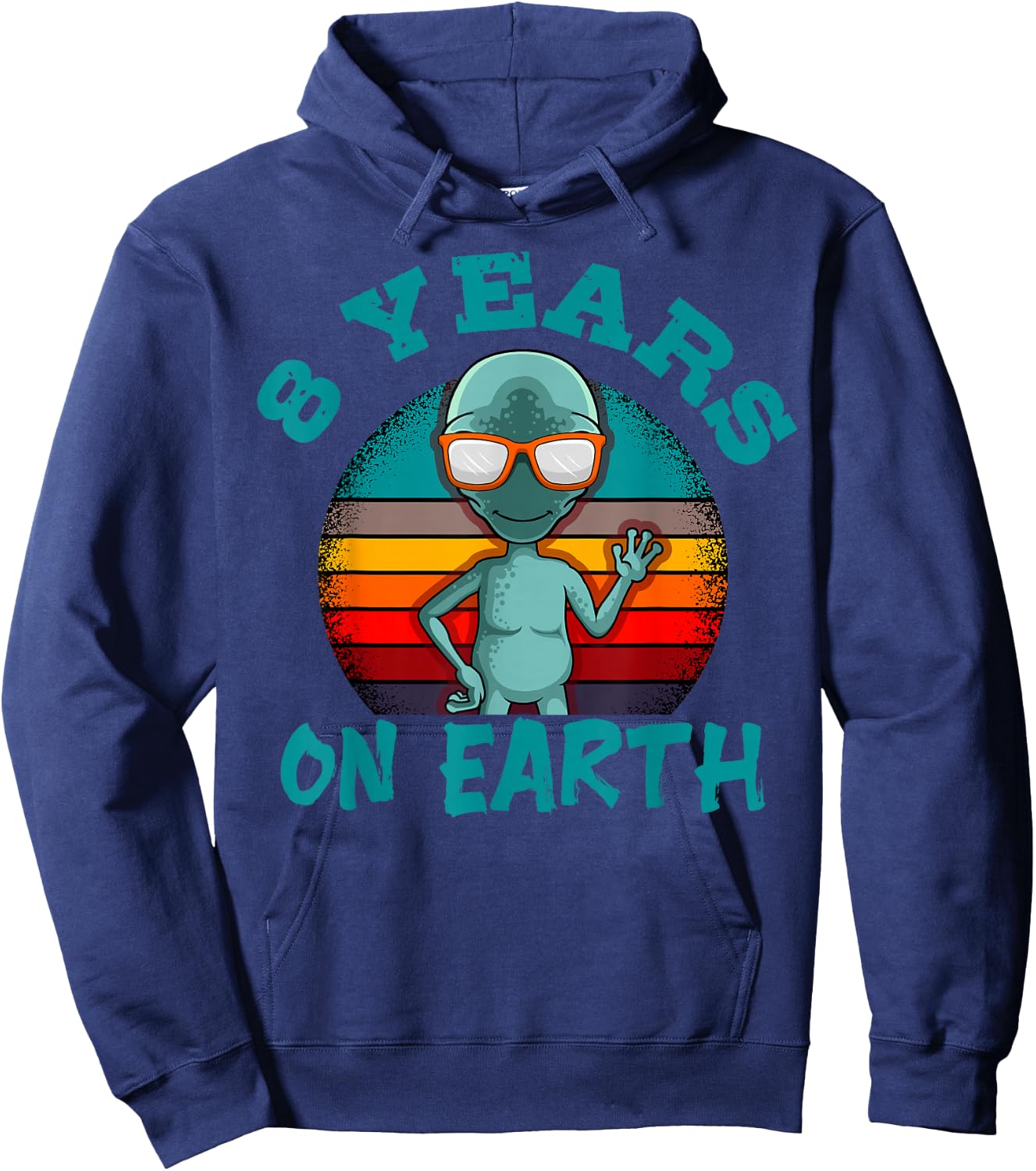 Alien 8th Birthday Party UFO Space Galaxy Traveler Cosmos Hoodie - Hoodie | Navy