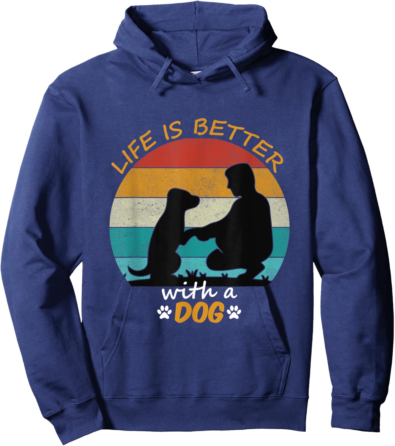 Life Is Better With A Dog Lovers Present Retro Style Hoodie - Hoodie | Navy