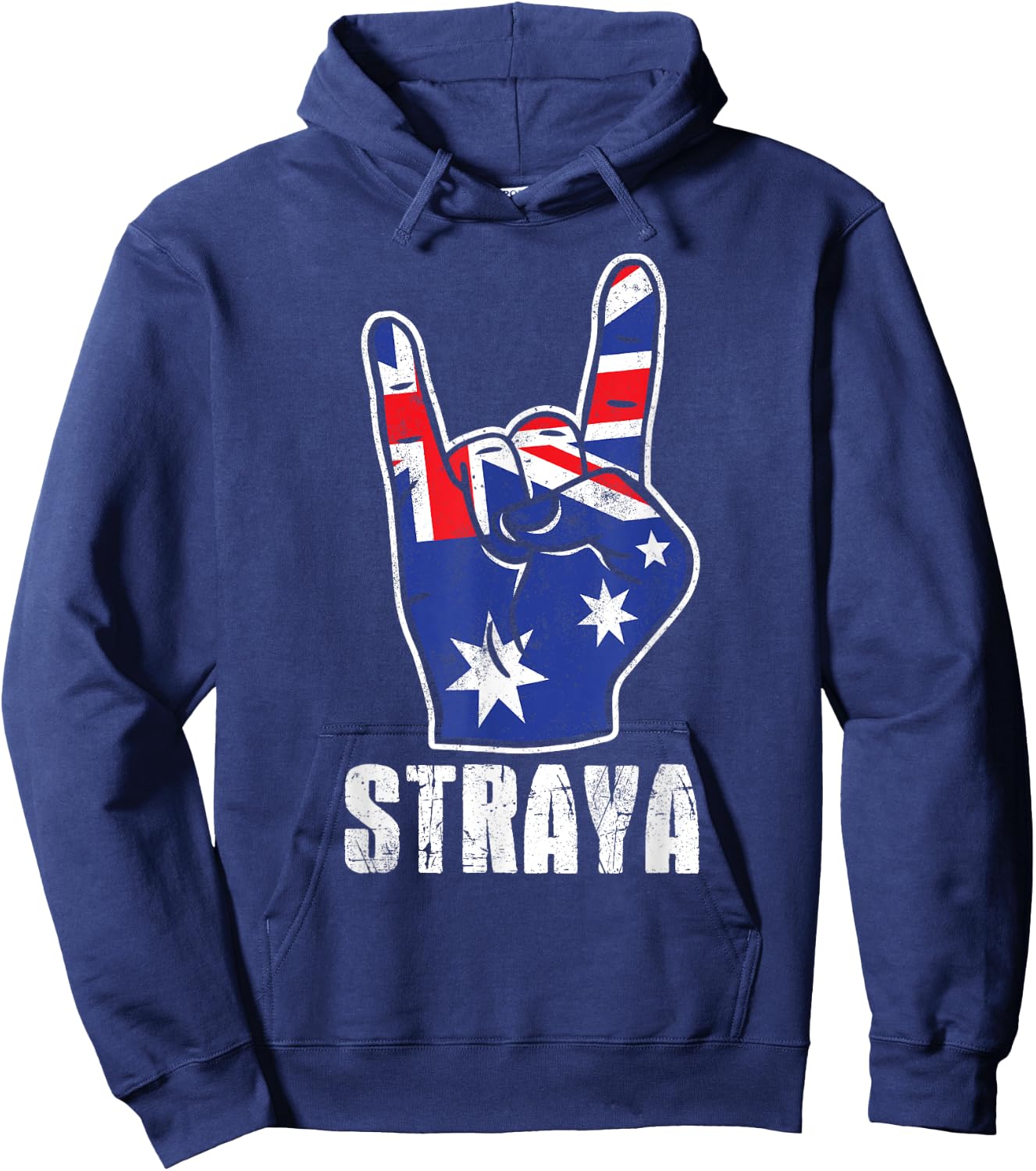 Straya Patriotic Australian Flag Rock Sign Australia Hoodie - Hoodie | Navy