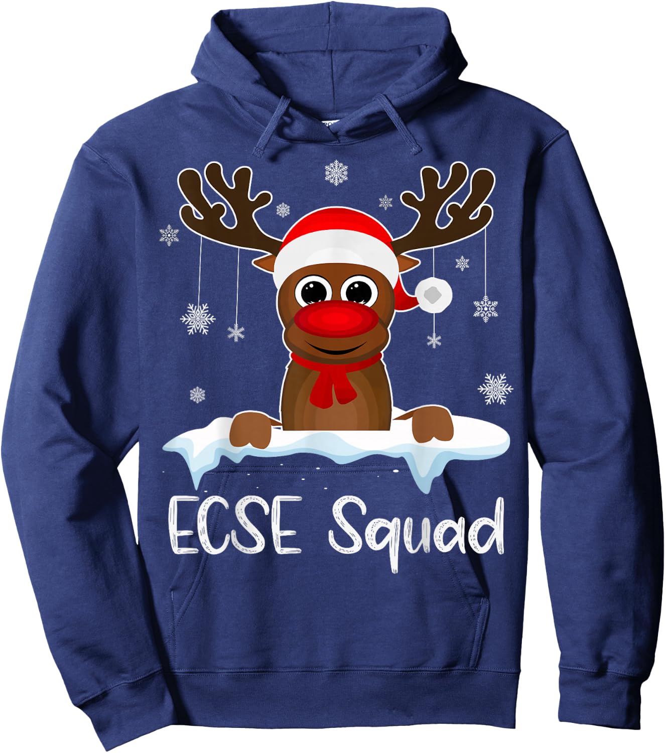 ECSE Squad Xmas Reindeer Santa Hat Christmas party Hoodie - Hoodie | Navy