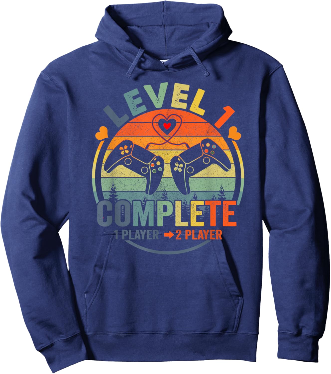Gamer 1st Wedding Anniversary Level 1 Complete Anniversary Hoodie - Hoodie | Navy
